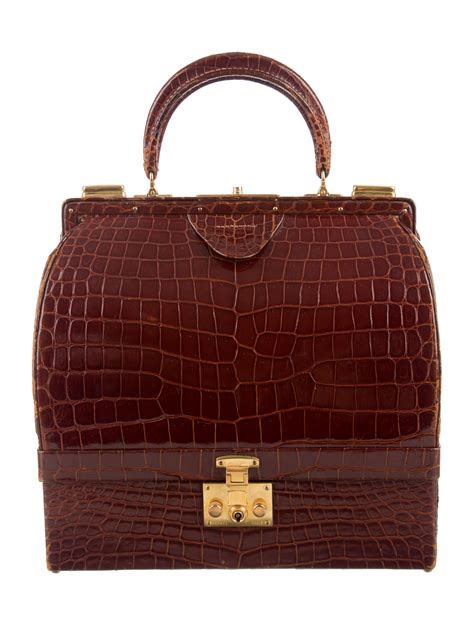 vintage hermes ring crocodile bag brown authenticity g|Hermes Retro Crocodile Bag .